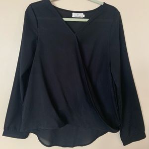 Baluoke sheer high low black blouse